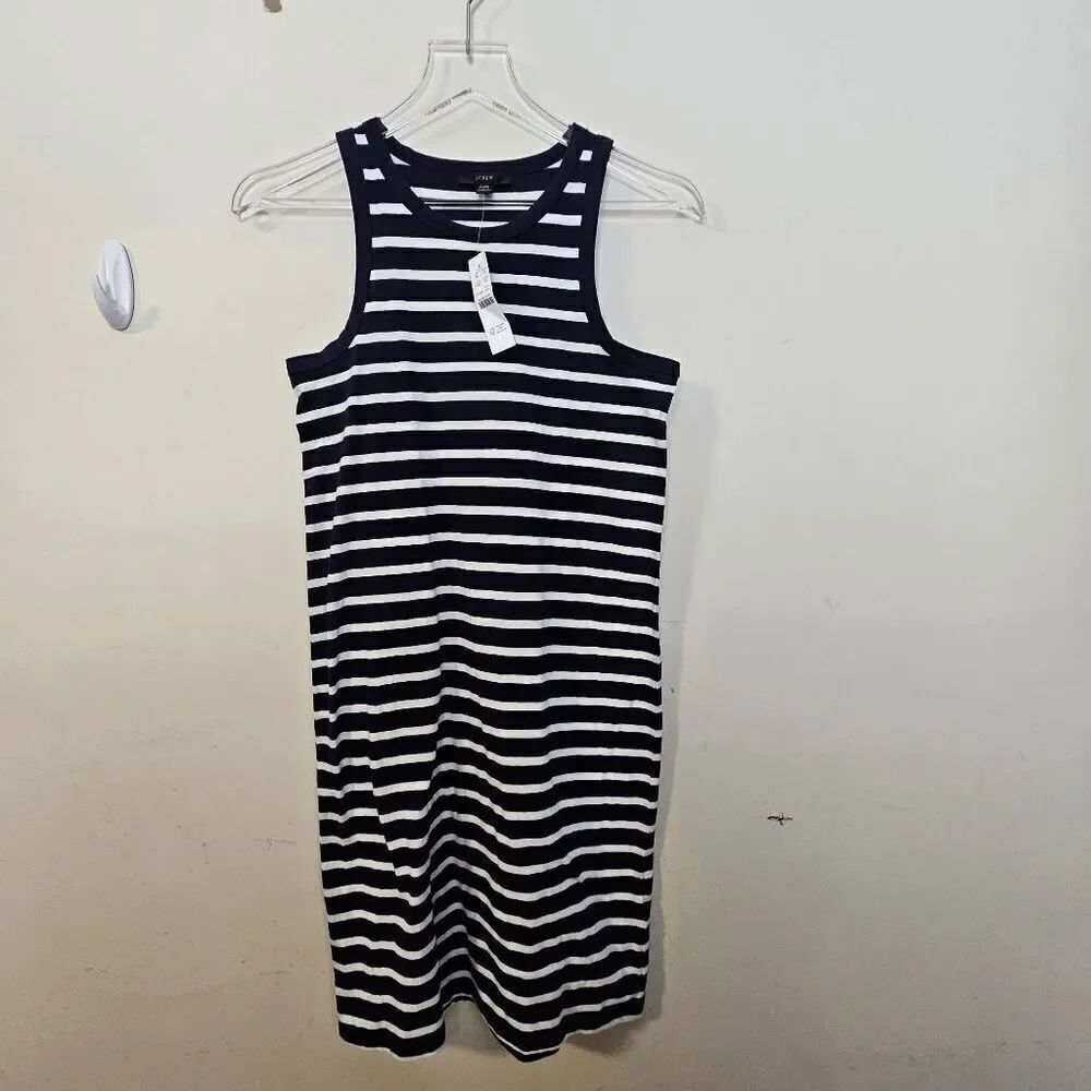 J. Crew Mini Cutaway Sleeveless Striped Dress Style AY837 NWT Women's Blue and W